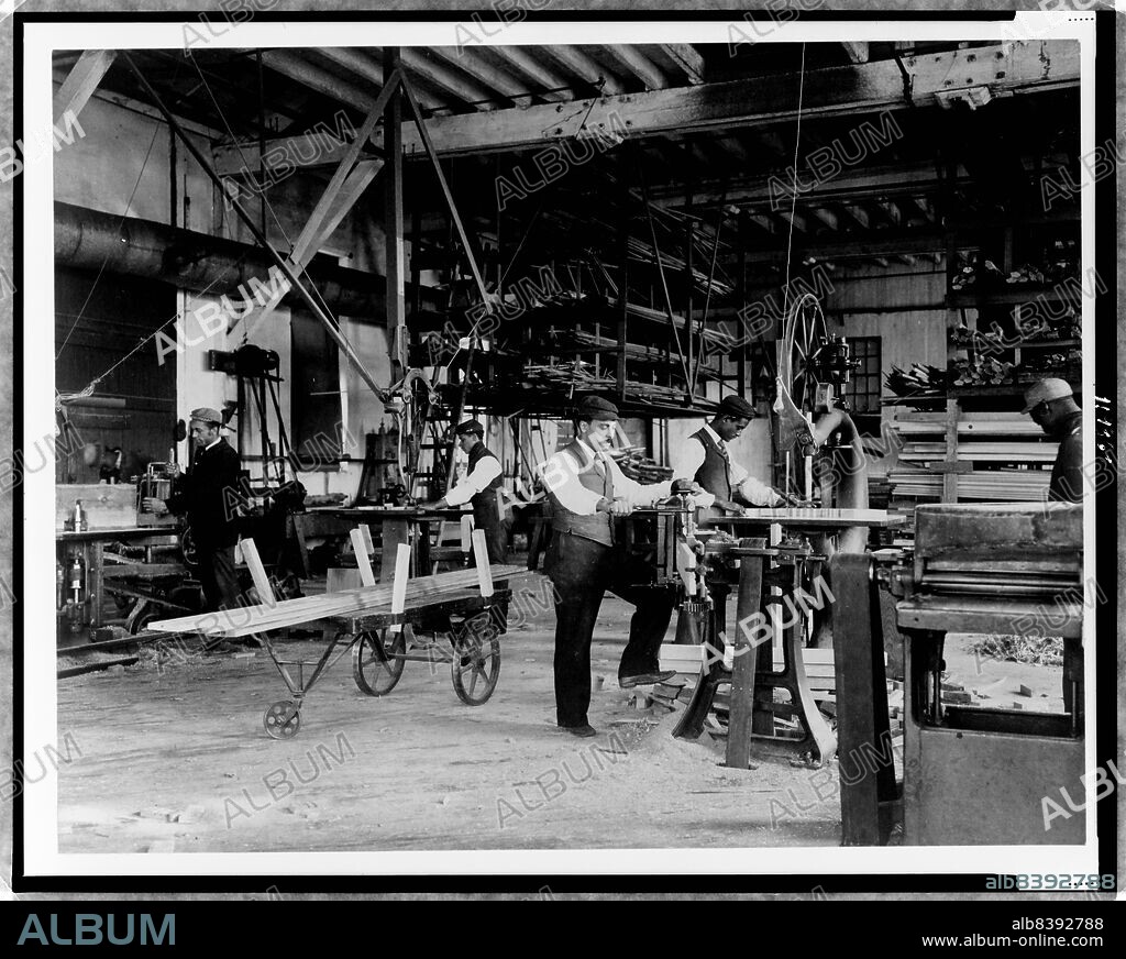 FRANCES BENJAMIN JOHNSTON. Young men training in woodworking at Hampton Institute, Hampton, Virginia, 1899 or 1900.
