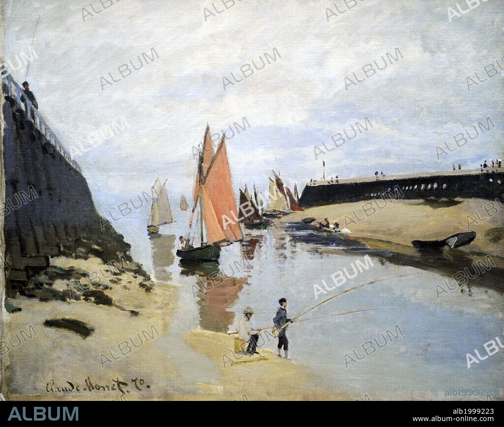 Claude Monet (1840-1926). French painter founder of French impressionist painting. The Harbour at Trouville, 1870. Oil on canvas. Museum of Fine Arts. Budapest. Hungary.