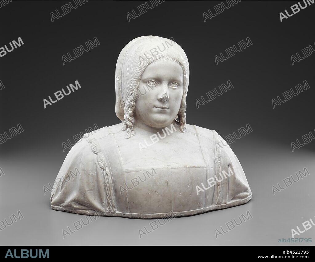 attributed to Gian Cristoforo Romano, Italian, ca. 1465-1512, Caterina Cornaro, Queen of Cyprus, 1505, marble, Overall: 19 7/16 × 24 1/8 × 11 1/2 inches (49.4 × 61.3 × 29.2 cm).