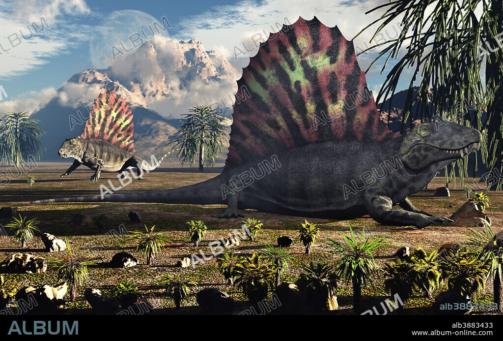 Sail-backed Dimetrodons, alive during Earth's Permian period of time.