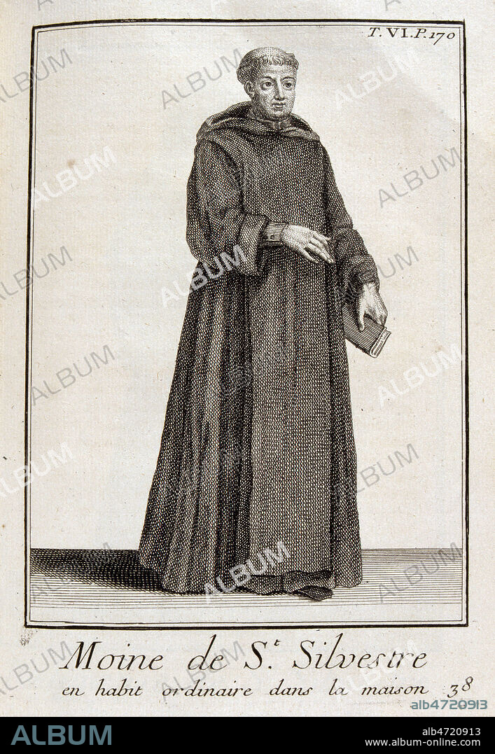 Moine de St sylvestre. Illustration tiree de l'ouvrage de P. HELYOT 'Histoire des ordres monastiques' publie en 1714. (18e, 18eme, XVIIIe s.). Credit : Collection JEAN VIGNE / KHARBINE-TAPABOR.