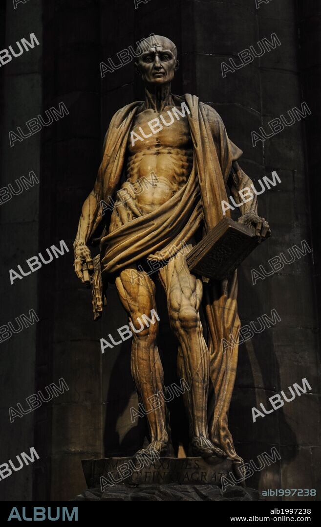 St Bartholomew Flayed (1562), transept of the Cathedral of Milan. Renaissance. Statue was made by italian sculptor, Marco d'Agrate (c. 1504 Ð c. 1574).