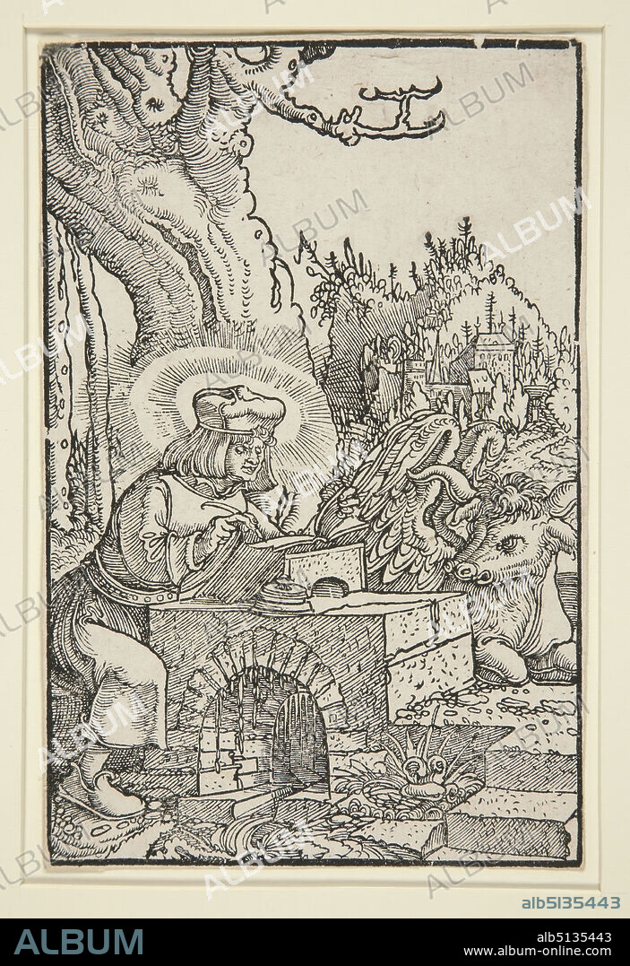 Artist: Georg Lemberger, German, ca.1490 - 1540, St. Luke, Woodcut, sheet: 14.61 × 9.53 cm (5 3/4 × 3 3/4 in.), Made in Germany, German, 16th century, Works on Paper - Prints.