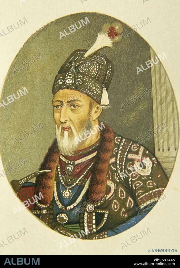 Portrait of mughal emperor bahadur shah II - india.
