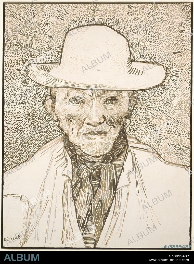 VINCENT VAN GOGH. Peasant of the Camargue. Date/Period: Arles August 1888. Drawing. Brown Indian ink over graphite on wove paper. Height: 49.4 cm (19.4 in); Width: 38 cm (14.9 in).