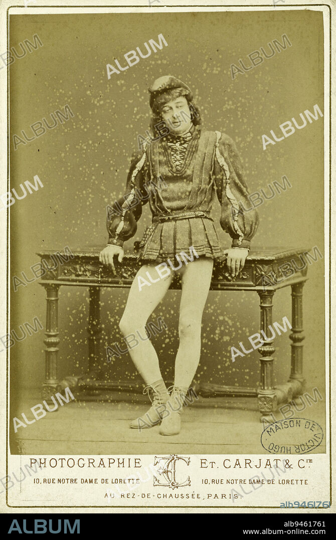 Charley as Jehan Frollo, Carjat, Etienne, Photographer, En 6-1879, 4e quart du 19e siècle, Maison de Victor Hugo - Hauteville House, Photography, Paris, Dimensions - Work: Height: 13.8 cm, Width: 9.8 cm, Dimensions: Height: 16.5 cm, Width: 10.9 cm, Dimensions: Height: 53 cm, Width: 38 cm.