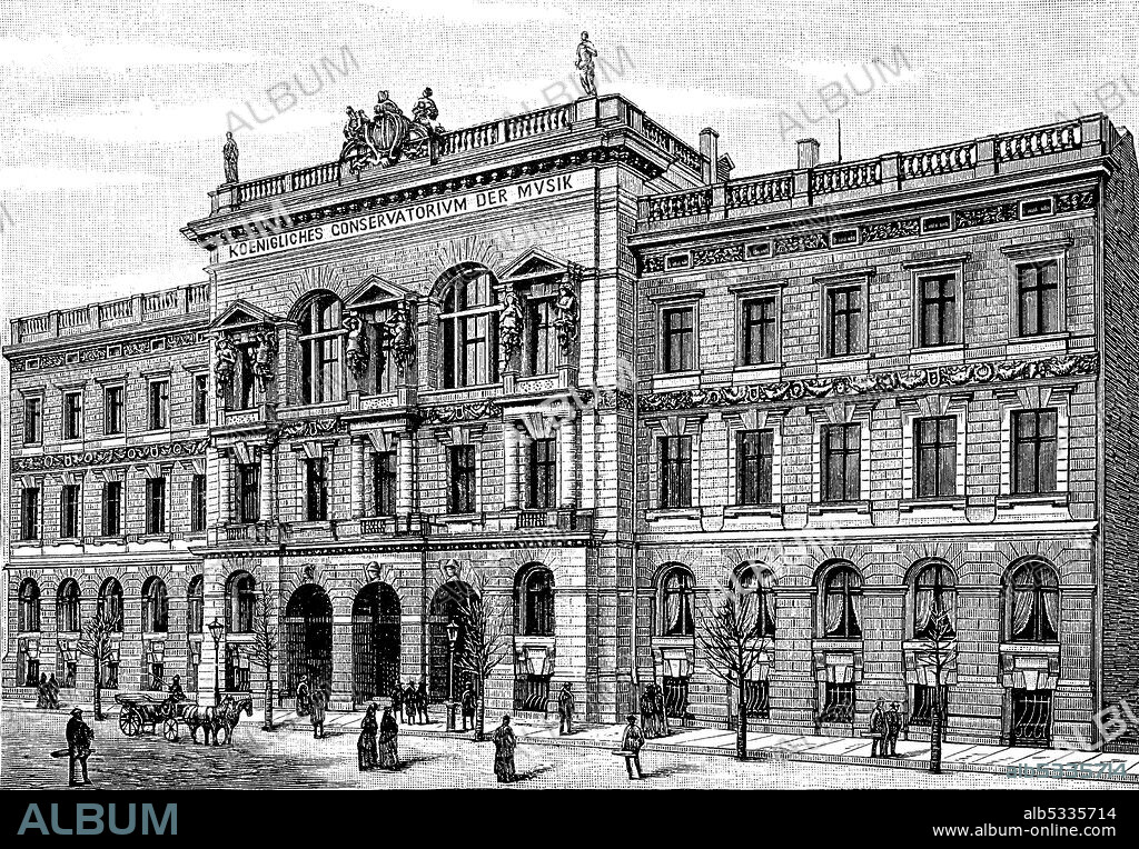The Royal Conservatory of Music in Leipzig, Germany, 1890  /  Das Königliche Konservatorium der Musik in Leipzig, Deutschland, 1890, Historisch, historical, digital improved reproduction of an original from the 19th century / digitale Reproduktion einer Originalvorlage aus dem 19. Jahrhundert,.