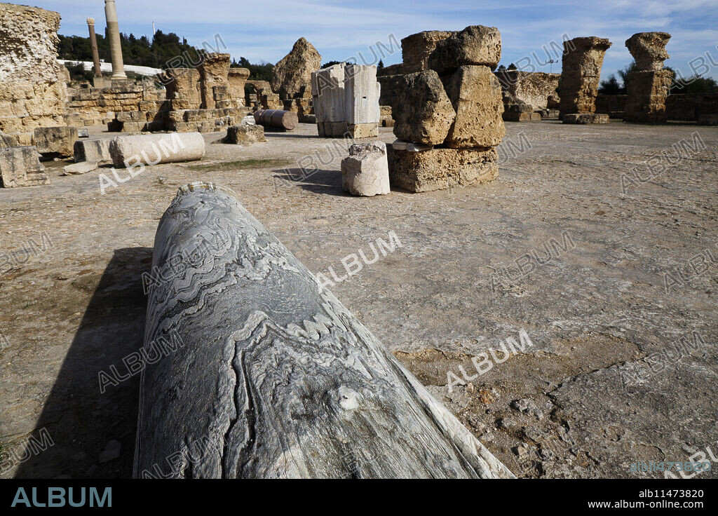 The ruins of the ancient city of Carthage, Tunisia. Founded by the Phoenicians in the ninth century BC, Carthage reached its height in the fourth century BC as the centre of the Carthaginian Empire.