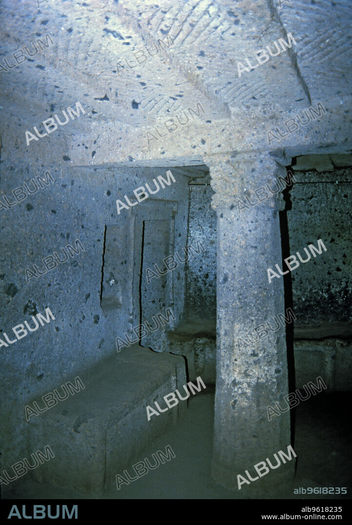 Interior of the Etruscan tomb of the capitals.