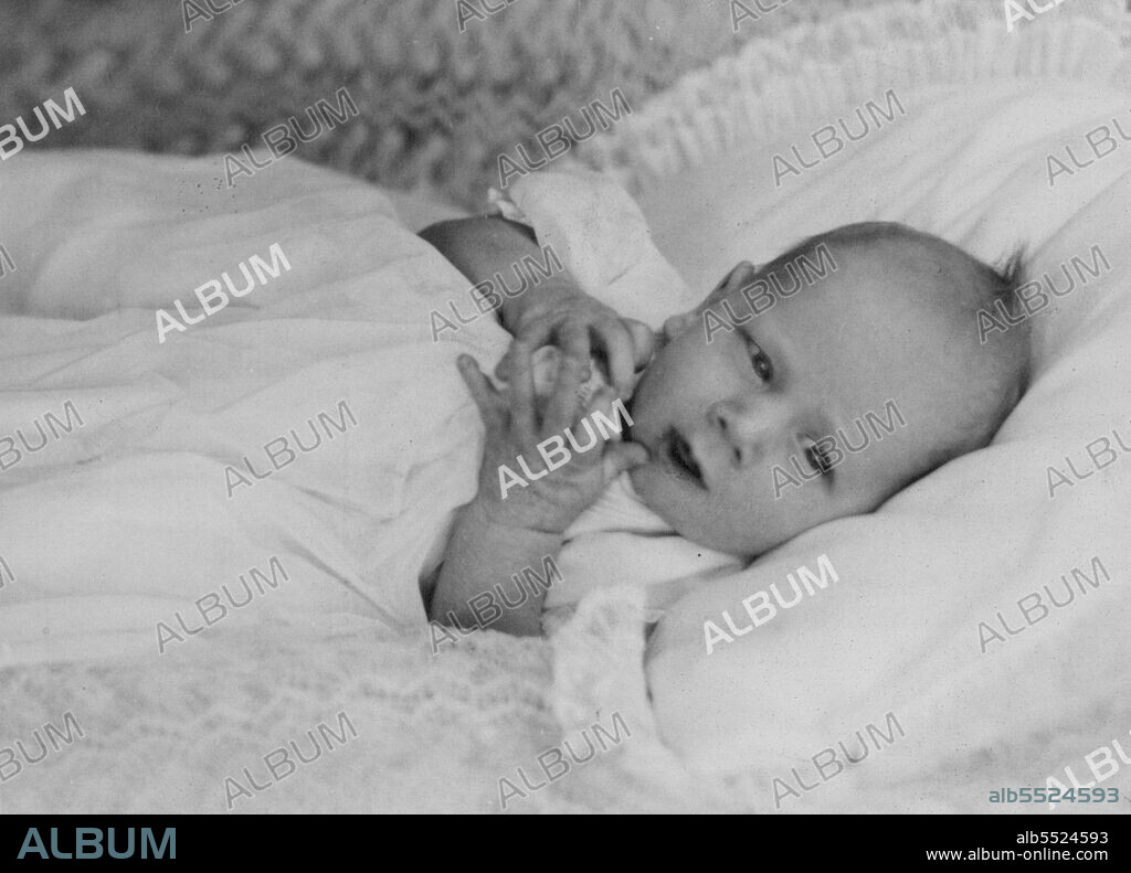 Prince Richard -- First picture of Prince Richard Alexander Walter George, second son of T.R.H  The Duke & Duchess of Gloucester. Prince Richard was born at St. Matthew's Nursing Home, Northampton, on August 26 and is fifth in the line of succession to the Throne. His brother Prince William, will be three in December. January 27, 1945. (Photo by Harris Picture Agency).