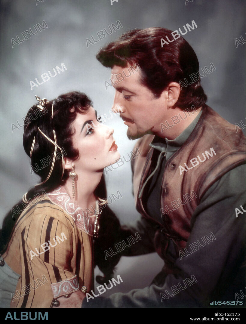 ELIZABETH TAYLOR and ROBERT TAYLOR in IVANHOE, 1952, directed by RICHARD THORPE. Copyright M.G.M.