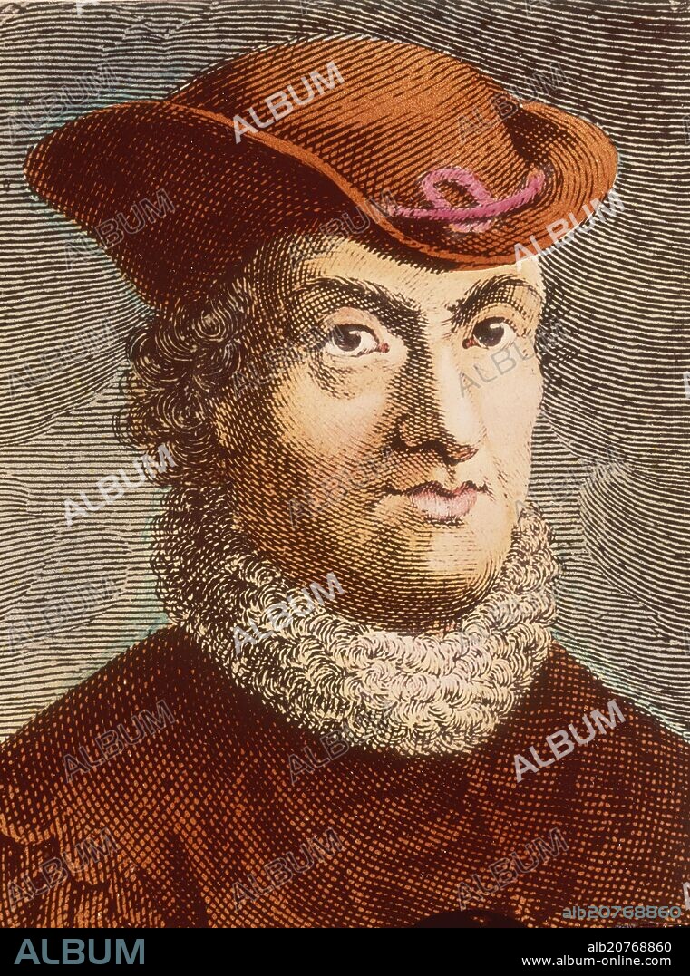 RETRATO DE BARUCH SPINOZA (1632/1677) - FILOSOFO HOLANDES - GRABADO COLOREADO.