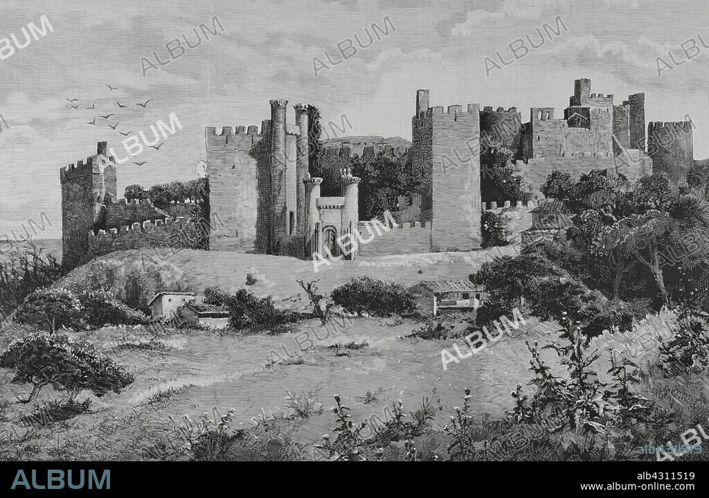 BERNARDO RICO (1825-1894). SPANISH PAINTER AND ENGRAVER.. España. Ponferrada. Castillo de los Templarios. Dibujo de Campuzano. Grabado por Rico. La Ilustración Española y Americana, 1883.
