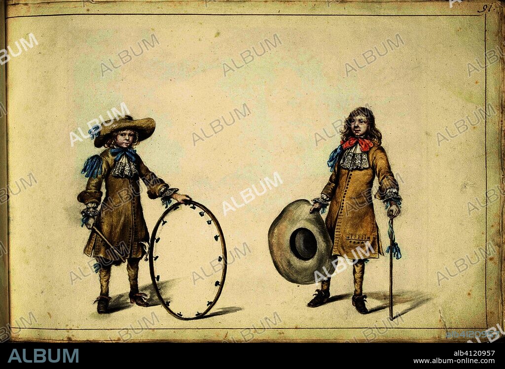 Gerrit and Cornelis Schellinger as a child. Draughtsman: Gesina ter Borch. Dating: c. 1675 - c. 1685. Place: Zwolle. Measurements: h 243 mm × w 360 mm.