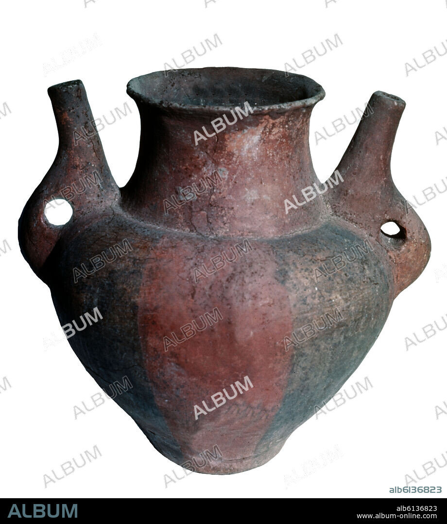 ANFORA FUNERARIA ABORIGEN CANARIA - CERAMICA GUANCHE, TUMULO DEL AGUJERO, T.M. DEL GALDAR, GRAN CANARIA.