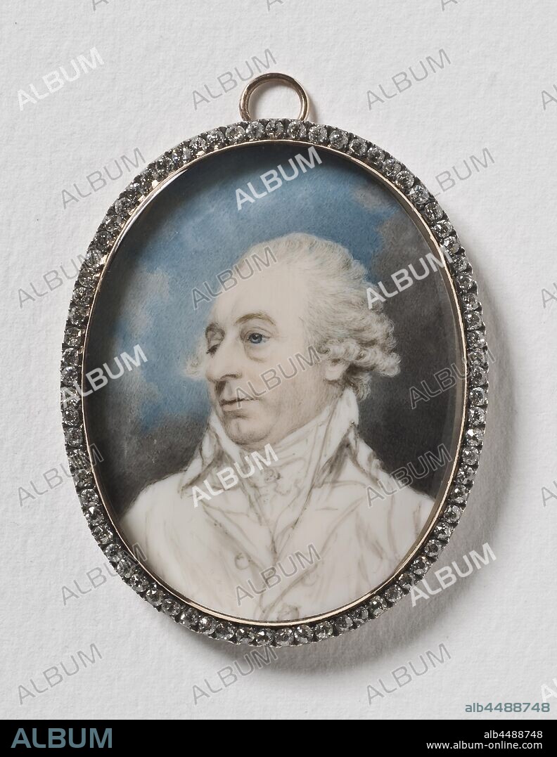 Richard Cosway, Self-portrait, painting, self-portrait, Frame of small diamonds, Height, 5.5 cm (2.1 inches), Width, 4.4 cm (1.7 inches), Inscription, RA, by himself, engraved on the back.