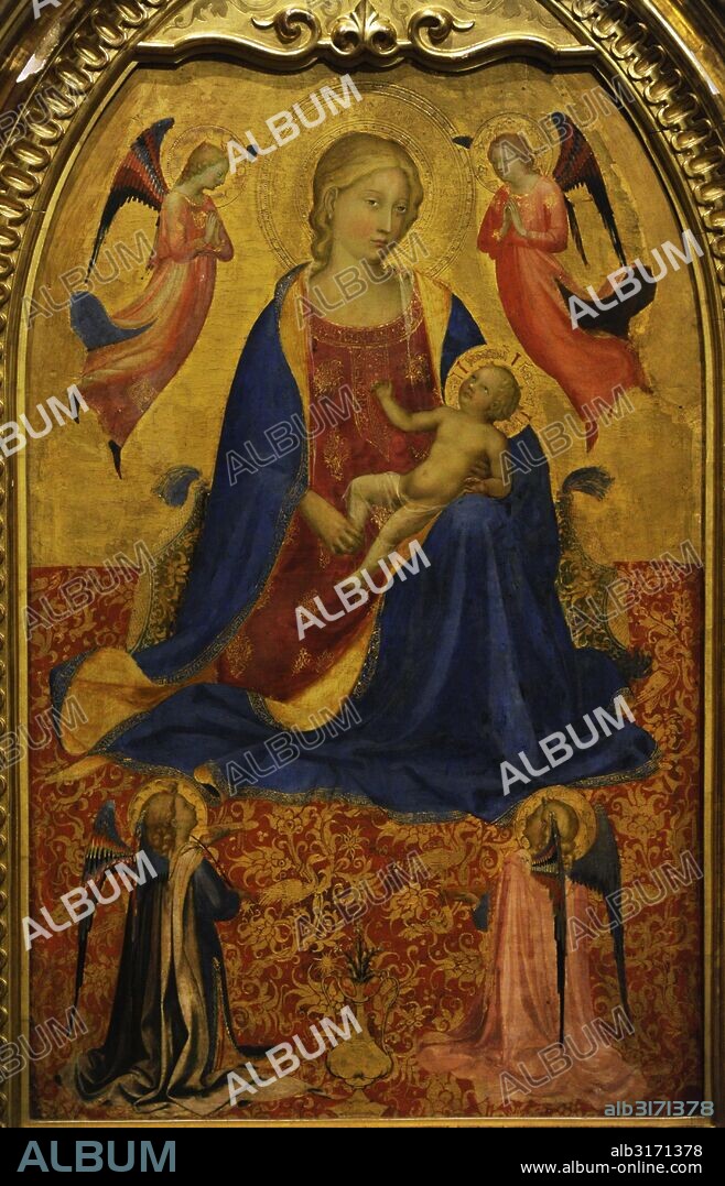 Fra Angelico (h.1387-1455). Pintor italiano de la Escuela Florentina). Virgen con el Niño y Cuatro Angeles, principios década 1420. Detalle. Museo del Hermitage (The State Hermitage Museum). San Petersburgo. Rusia.