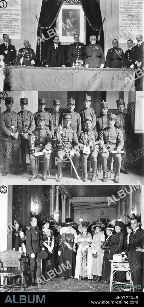 September 1917. The Kings in San Sebastian 1 HM The King at the Institute, Presiding over the distribution of National Shooting Awards 2 the Sicilian regimental team, which won the King's Cup 3 the royal family at the Tombola For the benefit of the Red Cross.