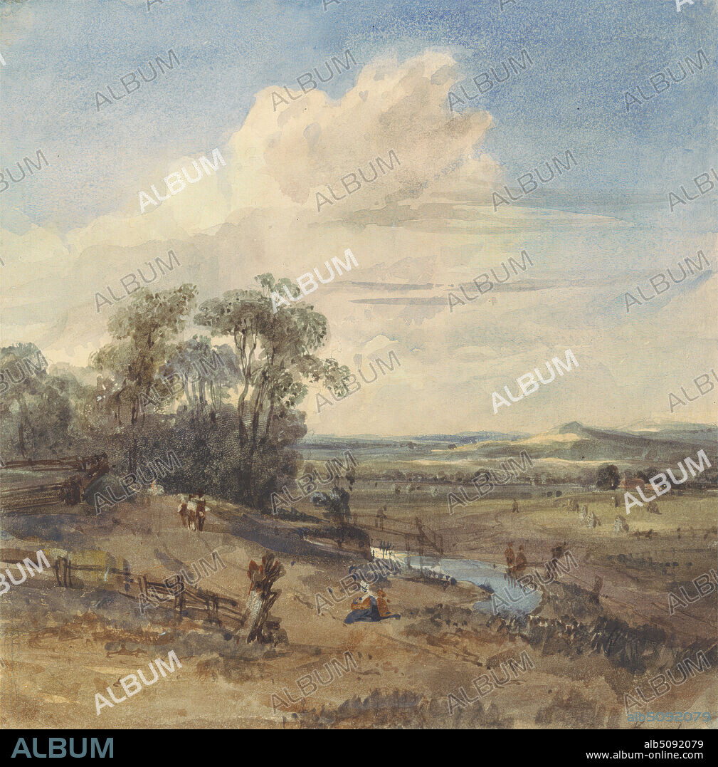 Landscape after Wynants (in the Louvre), William Callow, 18121908, British, active in France, after Jan Wijnants, ca. 16351684, Dutch, undated, Watercolor with pen and black, blue and brown ink, over graphite, with scratching out on medium, slightly textured, cream wove paper, Sheet: 7 7/16 x 7 1/4 inches (18.9 x 18.4 cm), bridge (built work), clouds, fence, landscape, path, river, sky, trees.