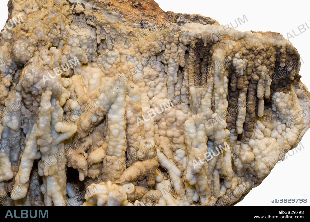 Gibbsite from Massachusetts, USA. Gibbsite is one of the minerals found in bauxite, an important aluminum ore.