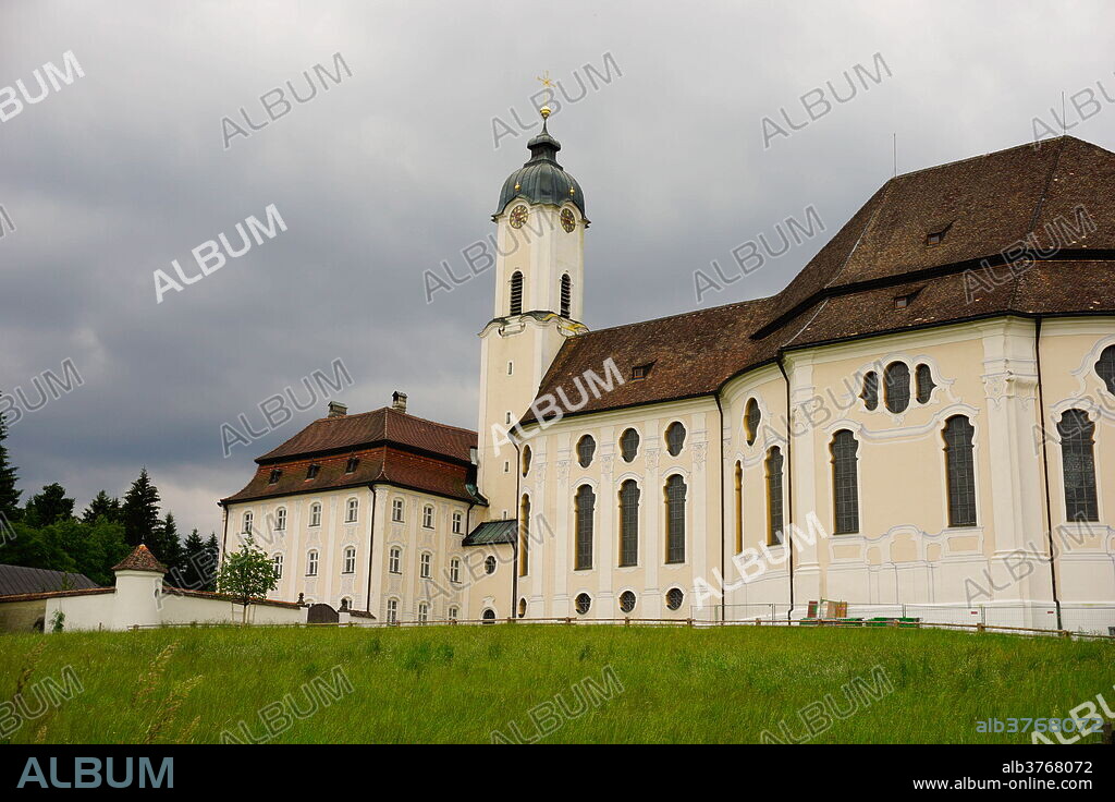 The Weiskirche (White Church), UNESCO World Heritage Site, near Fussen, Bavaria, Germany, Europe.