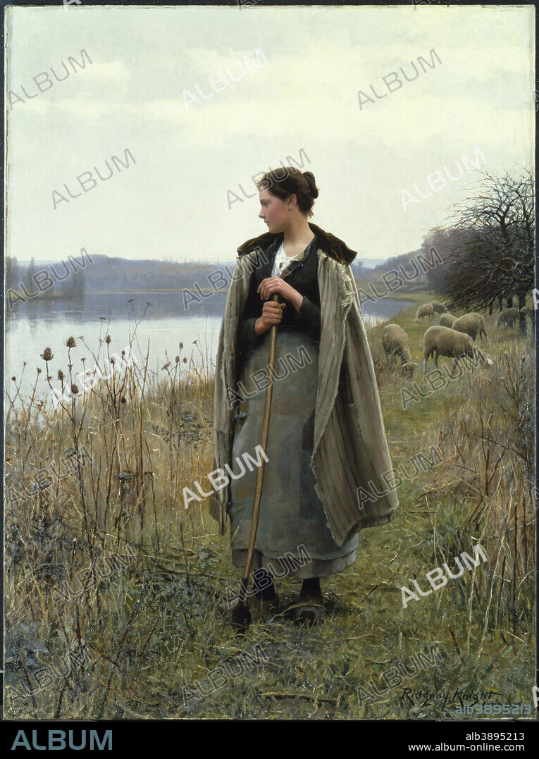 DANIEL RIDGWAY KNIGHT. The Shepherdess of Rolleboise. Date/Period: 1896. Painting. Oil on canvas.