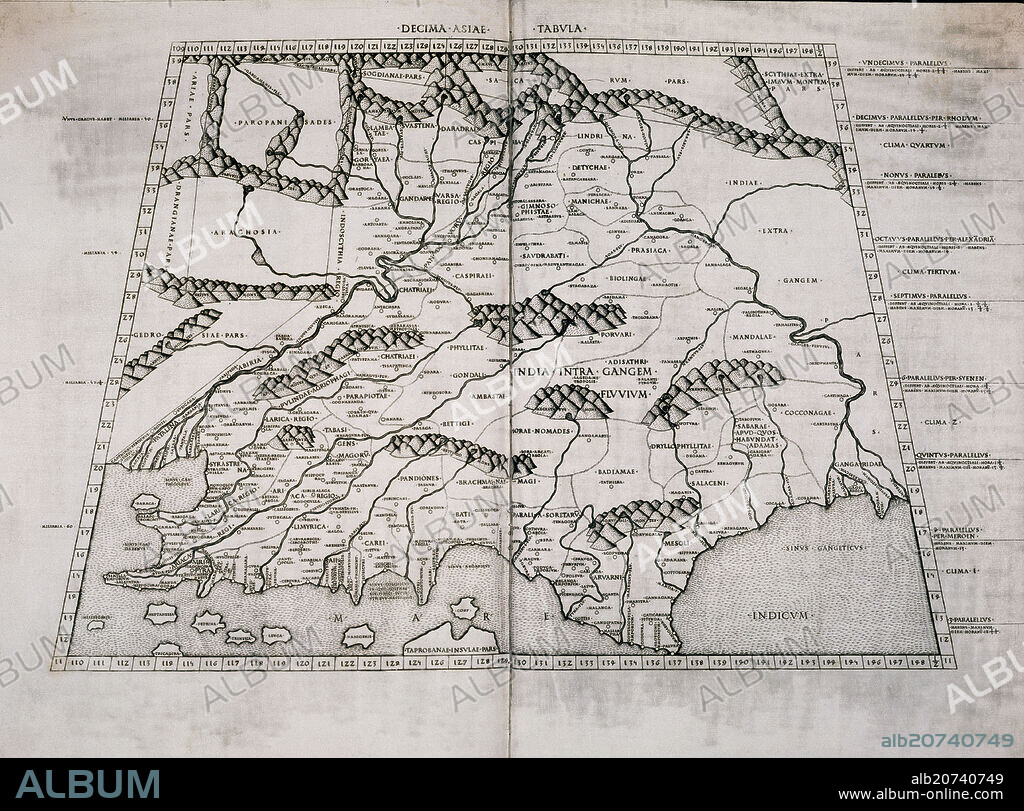 CLAUDIO TOLOMEO (100-170) CLAUDIO PTOLOMEO. MAPA DE LA INDIA.
