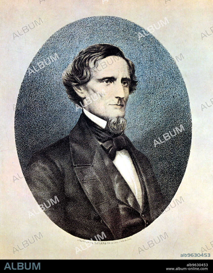 Jefferson Davis, President of the Confederate (southern) States. After announcing the secession of Mississippi from the Union (the second state to do so after South Carolina) in January 1861, Jefferson Davis (1808-1889) resigned from the US Senate. He was named provisional President of the Confederate States of America by a constitutional convention, and was inaugurated at the Alabama State Capitol in Mongtomery on 18 February 1861. Davis was captured by the Union (northern) cavalry in 1865 and imprisoned for two years. After a painting by Thomas Hicks of 14 June 1860.