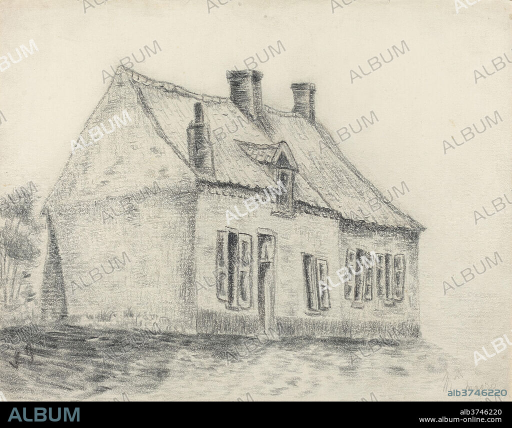VINCENT VAN GOGH. The Magrot House, Cuesmes. Dated: c. 1879/1880. Dimensions: overall: 23 x 29.4 cm (9 1/16 x 11 9/16 in.). Medium: charcoal over graphite on wove paper.