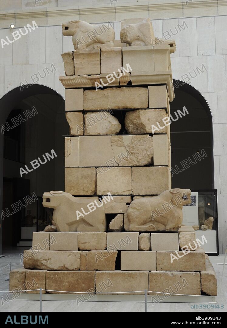 Iberian Necropolis of Pozo Moro. 525-501 BC. Sandstone tower. Chinchilla de Monte-Aragon, province of Albacete, Castile-La Mancha, Spain. National Archaeological Museum. Madrid. Spain.