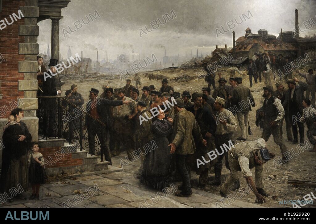 Robert Koehler (1850-1917). Germany painter. The Strike, 1886. Oil on canvas. 281,30 x 184,47 cm. The German Historical Museum. Berlin. Germany.