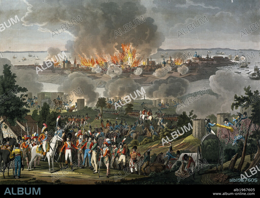 Bombardment of Copenhagen, 1807. Napoleonic Wars, Denmark, 19th century.