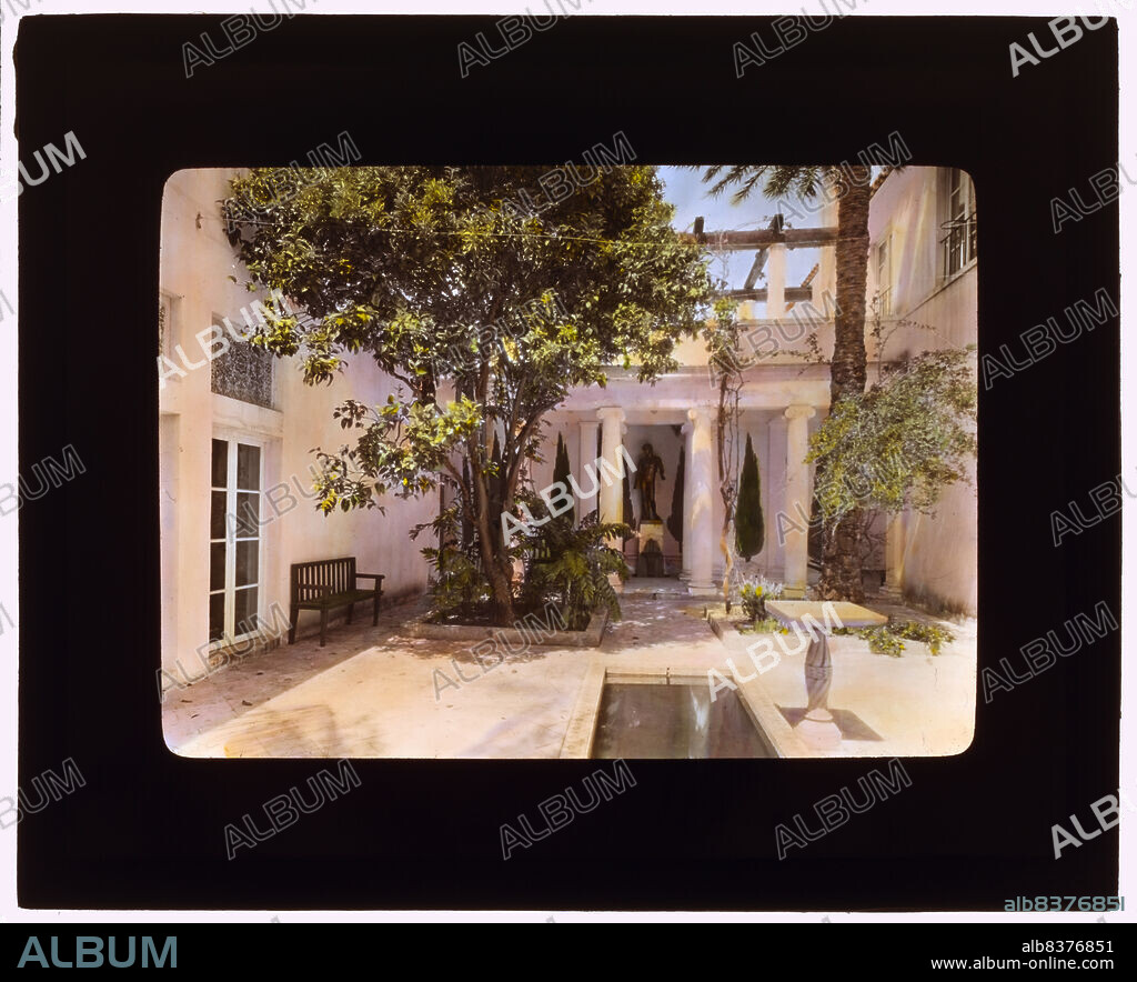 FRANCES BENJAMIN JOHNSTON. El Fureidis, James Waldron Gillespie house, Parra Grande Lane, Montecito, California, 1917. House Architecture: Bertram Grovesnor [sic] Goodhue with Cram, Goodhue & Ferguson, built from 1905-1906; Myron Hunt and Elmer Grey, Supervising Architects. Landscape: Bertram Grosvenor Goodhue with Cram, Goodhue & Ferguson, 1902-1906.