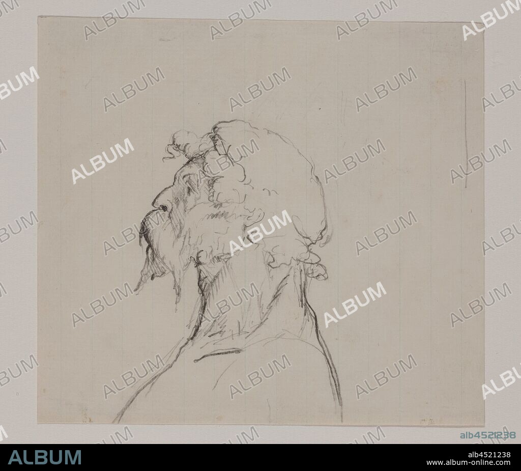 William Rimmer, American, 1816-1879, An Old Man, between 1816 and 1879, pencil on blue-lined off-white wove paper, Sheet: 4 5/16 × 4 3/4 inches (11 × 12.1 cm).
