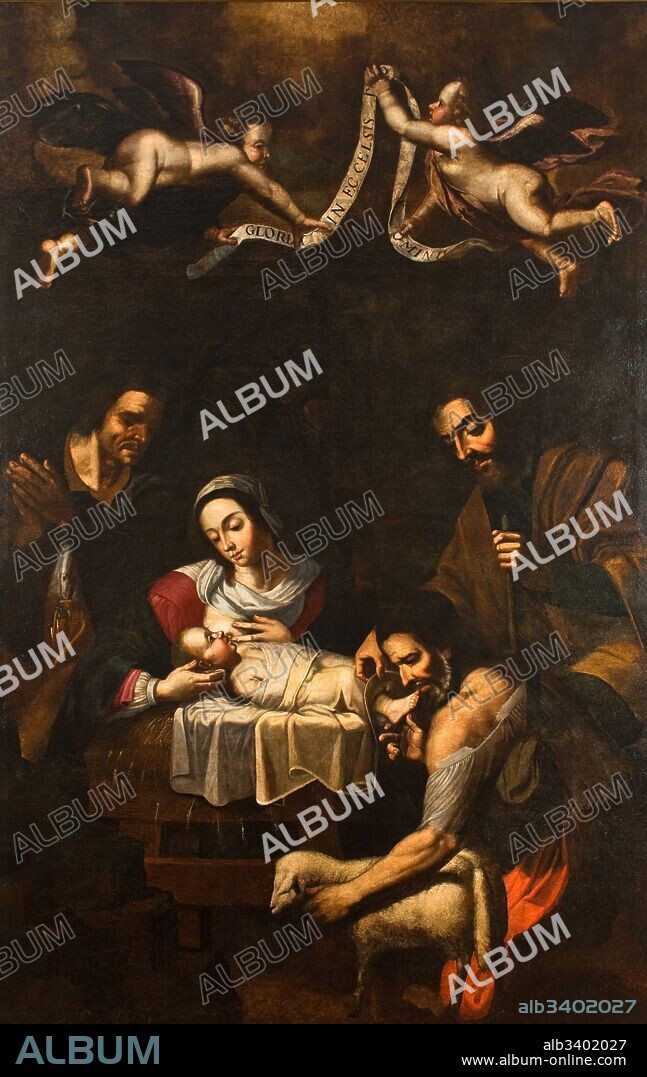 Pere Cuquet / "Adoración de los pastores" 1654, Pintura (óleo sobre lienzo), procedente del retablo mayor de la iglesia del Carmen.