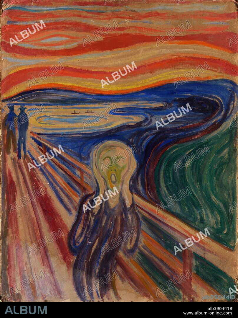EDVARD MUNCH. Skrik / The Scream. Date/Period: 1910. Painting. Tempera on panel. Height: 83 cm (32.6 in); Width: 66 cm (25.9 in).