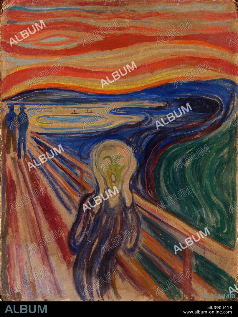 EDVARD MUNCH. Skrik / The Scream. Date/Period: 1910. Painting. Tempera on panel. Height: 83 cm (32.6 in); Width: 66 cm (25.9 in).