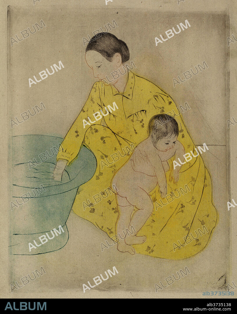 MARY CASSATT. The Bath. Dated: 1890-1891. Dimensions: plate: 32.07 × 24.77 cm (12 5/8 × 9 3/4 in.). Medium: color drypoint, softground etching, and aquatint.