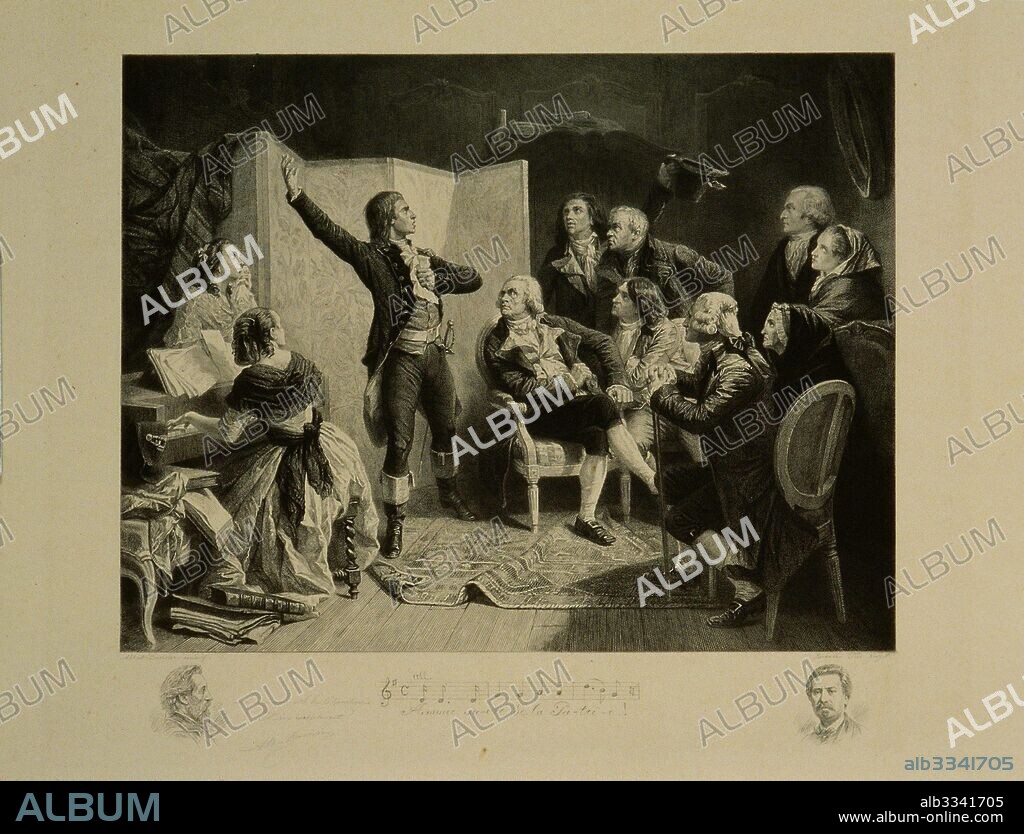 ALBERT LUDOVIC PAUL DUVIVIER. Rouget de Lisle (1760-1836) singing "La Marseillaise".