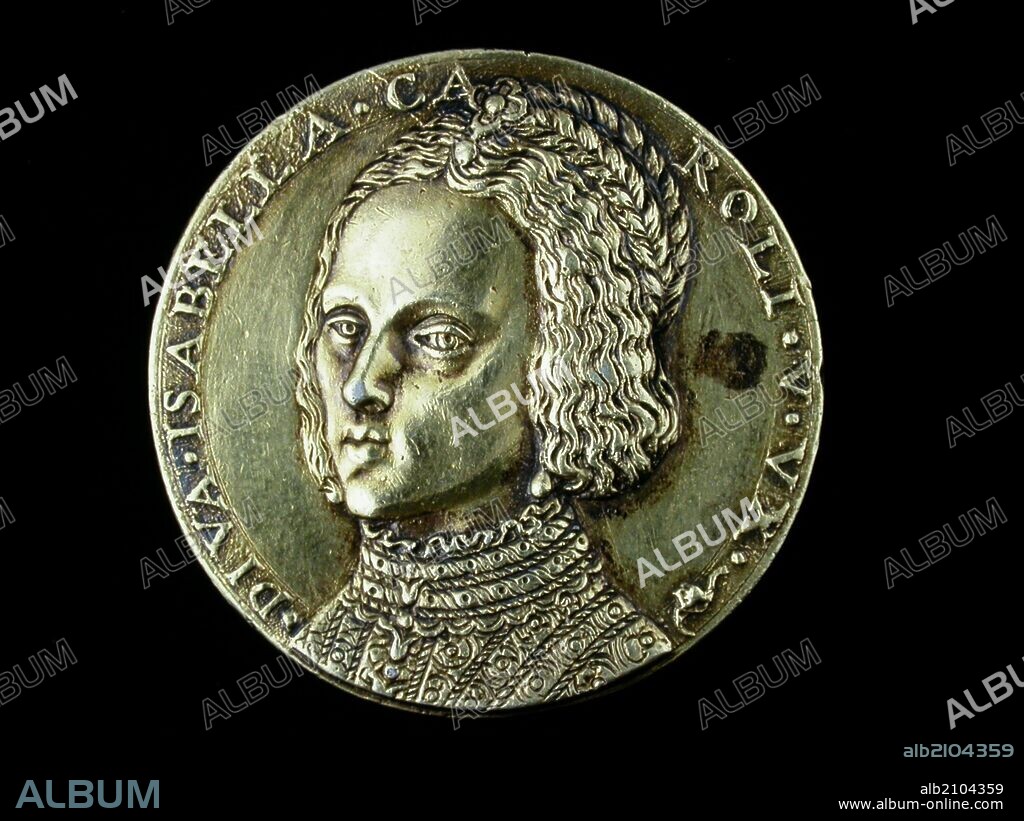 NUMISMATICA. MEDALLA MODERNA. DE CARLOS V E ISABEL DE PORTUGAL, POR LEONE LEONI. REVERSO. RETRATO DE ISABEL DE PORTUGAL A LA IZQUIERDA. 1590. (DEPOSITO: MUSEO ARQUEOLOGICO NACIONAL).