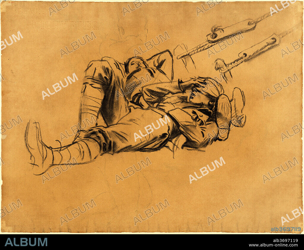 JOHN SINGER SARGENT. Studies for "Gassed" [recto]. Dated: 1918-1919. Dimensions: sheet: 47.94 × 62.55 cm (18 7/8 × 24 5/8 in.). Medium: charcoal with graphite on laid paper.