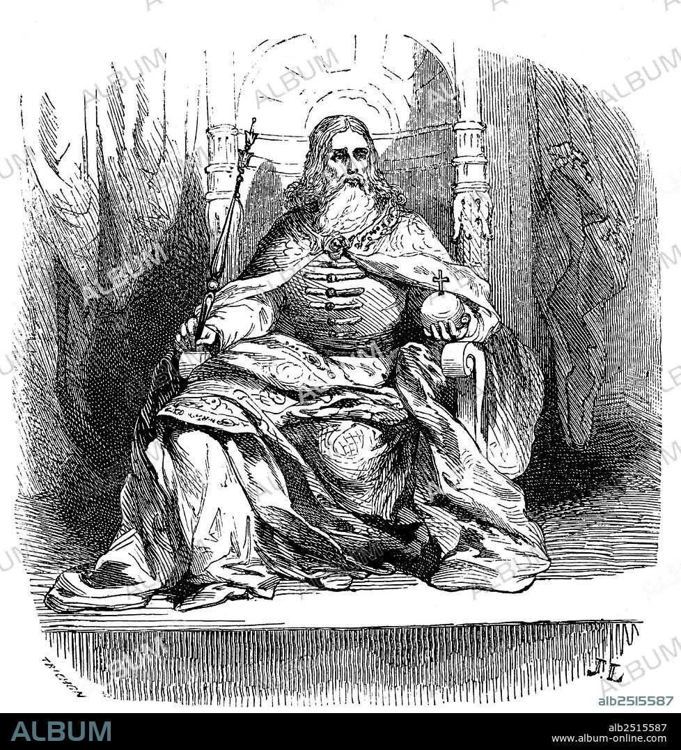 Esteban I el Santo (967-1038), primer rey de Hungría. Grabado de 1890.