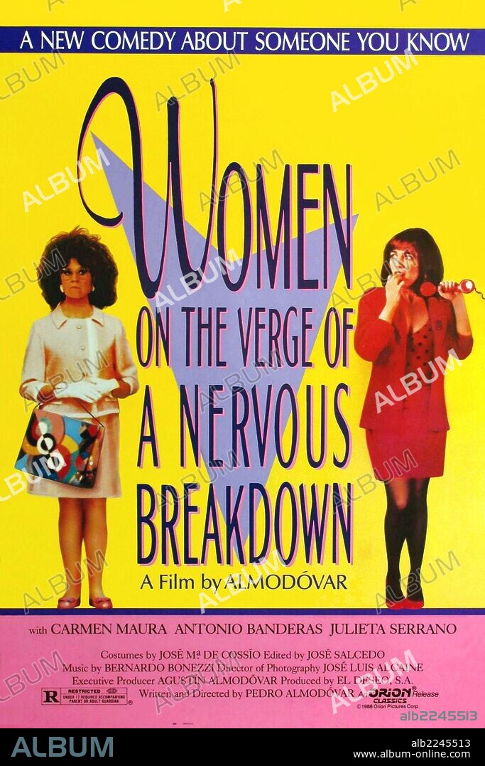 Poster of WOMEN ON THE VERGE OF A NERVOUS BREAKDOWN, 1988 (MUJERES AL BORDE DE UN ATAQUE DE NERVIOS), directed by PEDRO ALMODOVAR. Copyright EL DESEO S.A.