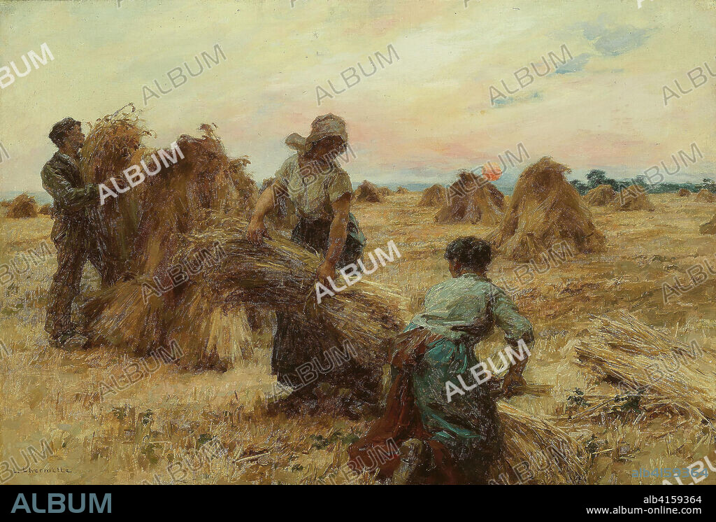LÉON AUGUSTIN L'HERMITTE. The Harvesters. Léon Augustin Lhermitte; French, 1844-1925. Date: 1888-1889. Dimensions: 52.9 × 77.3 cm (20 13/16 × 30 7/16 in.). Oil on canvas. Origin: France.