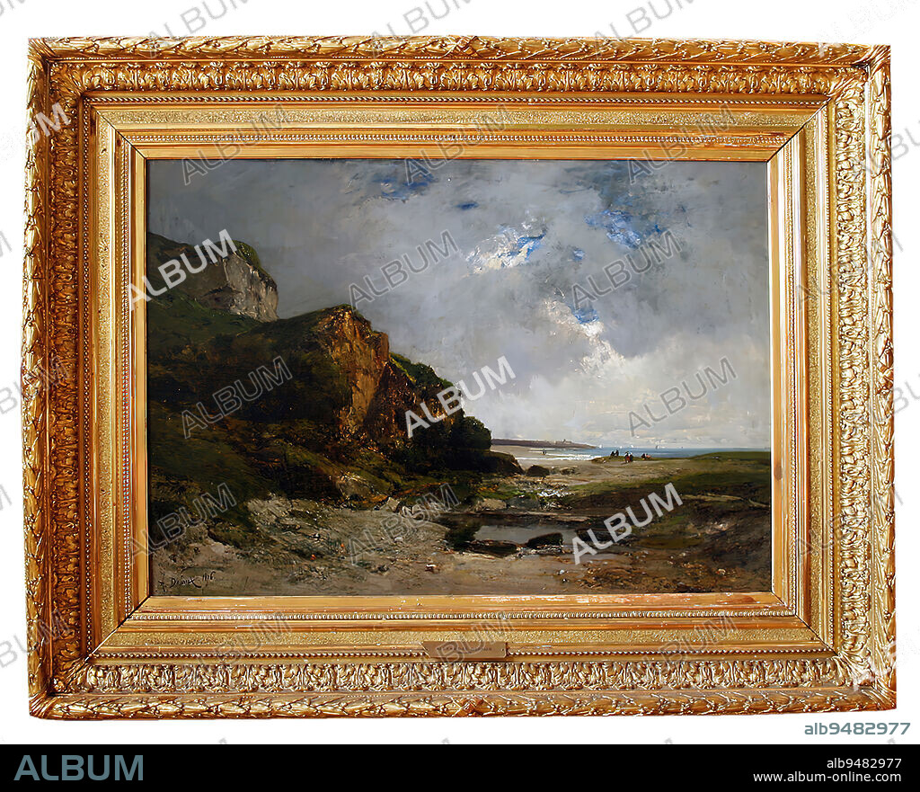 Alexandre Defaux, 27.9.1826, Bercy, France, 1900, Landscape on the Normandy coast, 1876, 59.5 × 84.5 cm, oil, oil on canvas.