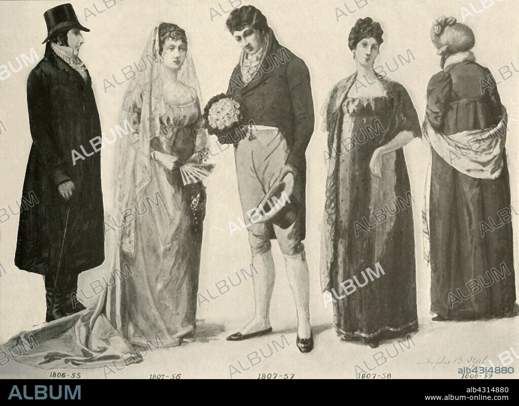 SOPHIE B STEEL. 'Clothing from 1800-1808', 1903, (1937). From "History of American Costume - Book One 1607-1800", by Elisabeth McClellan. [Tudor Publishing Company, New York, 1937].