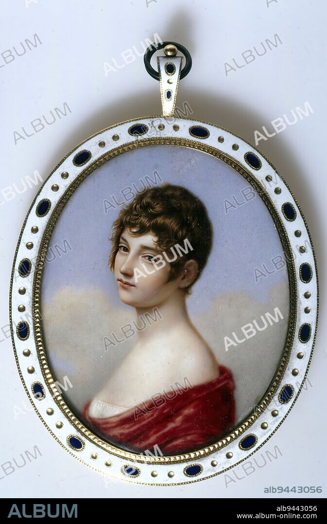 Portrait of a young woman, Quaglia, Paolo-Ferdinando, Painter, About 1810, 19th century, Musée Cognacq-Jay, 18th century taste, Painting, Miniature, Height: 5.8 cm, Width: 4.7 cm, Dimensions - Clasp:, Height: 1.3 cm, Width: 0.5 cm.
