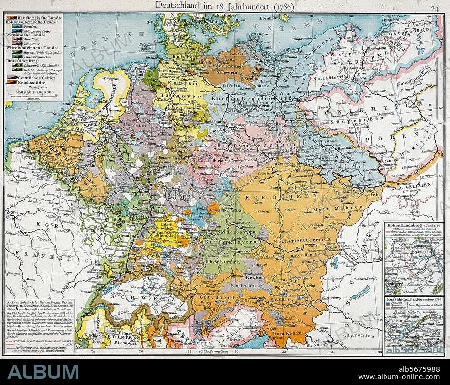Deutschland, Landkarten. Politische Gliederung im Jahre 1786. Aus: F.W.Putzger, Historischer Schul-Atlas, Bielefeld u. Leipzig 1904.