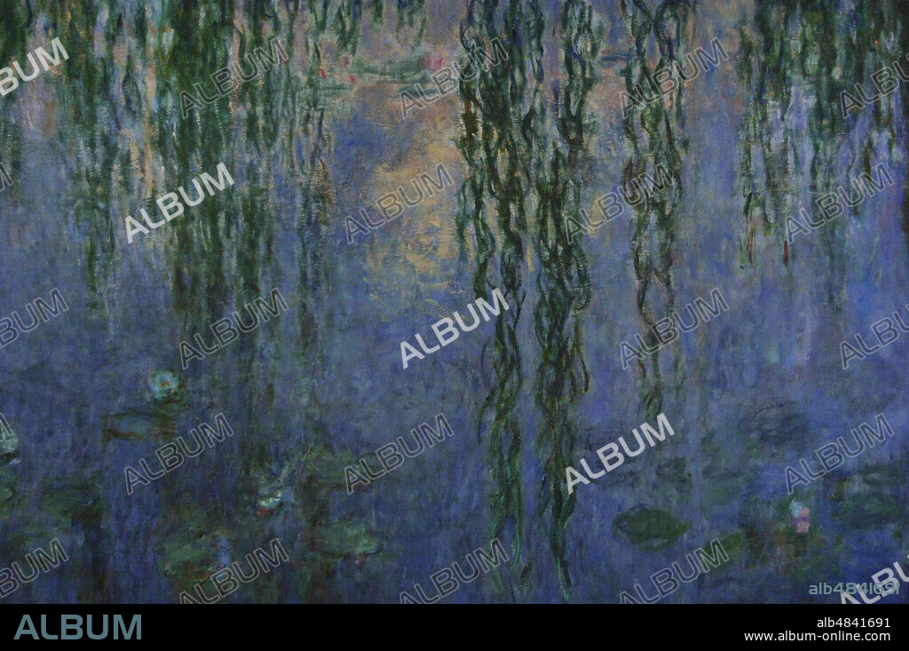 Claude Monet (1840-1926). Pintor impresionista francés. Serie Nenúfares. Mañana con sauces, hacia 1915-1926. Óleo sobre lienzo. Detalle. Museo de l'Orangerie. París. Francia.
