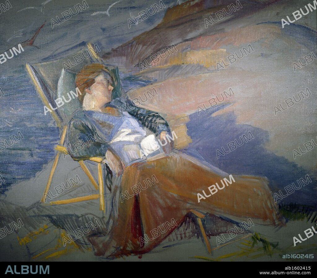 MARY STUARD TOWNSEND MASON. Siesta on Rocks by Mary Stuart Townsend Mason, painting, (b.1886), USA, Pennsylvania, Philadelphia, David David Gallery.